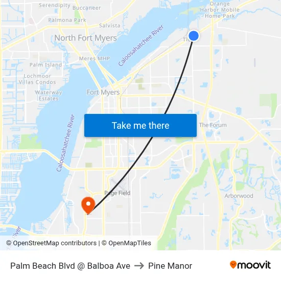 Palm Beach Blvd @ Balboa Ave to Pine Manor map