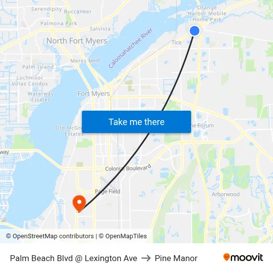 Palm Beach Blvd @ Lexington Ave to Pine Manor map