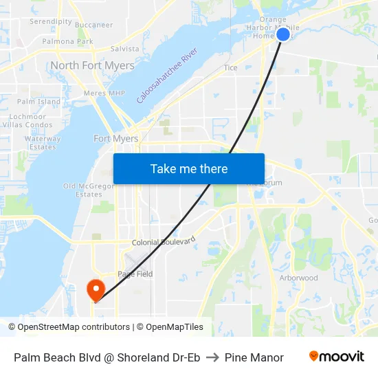 Palm Beach Blvd @ Shoreland Dr-Eb to Pine Manor map