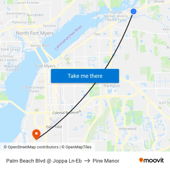 Palm Beach Blvd @ Joppa Ln-Eb to Pine Manor map