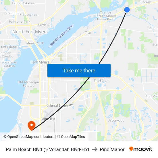 Palm Beach Blvd @ Verandah Blvd-Eb1 to Pine Manor map