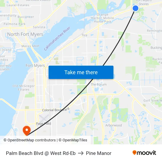 Palm Beach Blvd @ West Rd-Eb to Pine Manor map