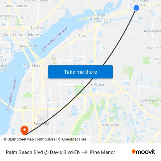 Palm Beach Blvd @ Davis Blvd-Eb to Pine Manor map