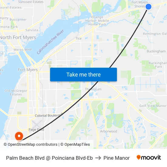 Palm Beach Blvd @ Poinciana Blvd-Eb to Pine Manor map