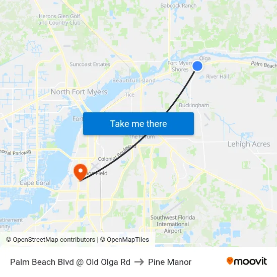 Palm Beach Blvd @ Old Olga Rd to Pine Manor map