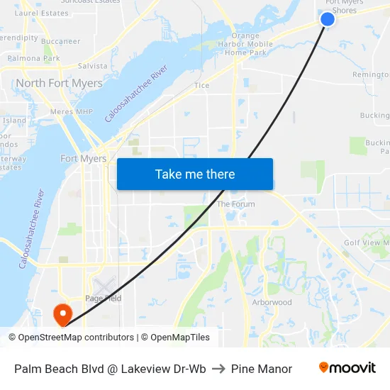 Palm Beach Blvd @ Lakeview Dr-Wb to Pine Manor map