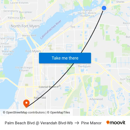 Palm Beach Blvd @ Verandah Blvd-Wb to Pine Manor map