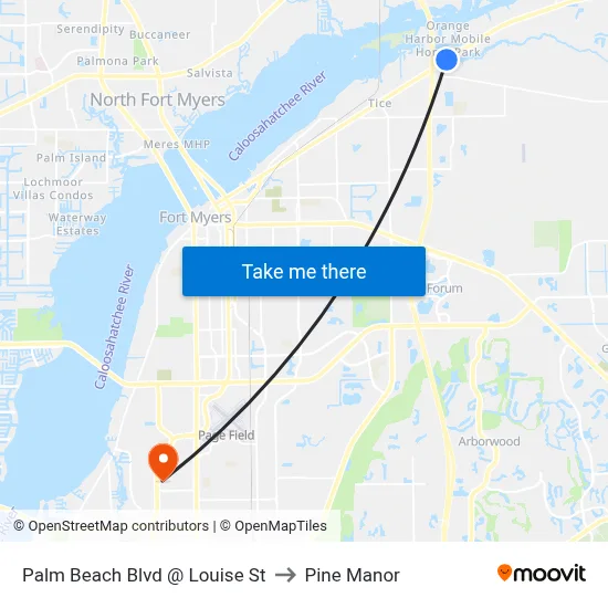 Palm Beach Blvd @ Louise St to Pine Manor map