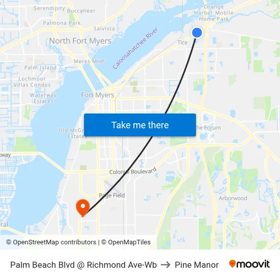 Palm Beach Blvd @ Richmond Ave-Wb to Pine Manor map