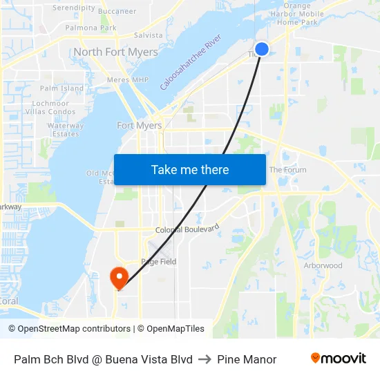 Palm Bch Blvd @ Buena Vista Blvd to Pine Manor map