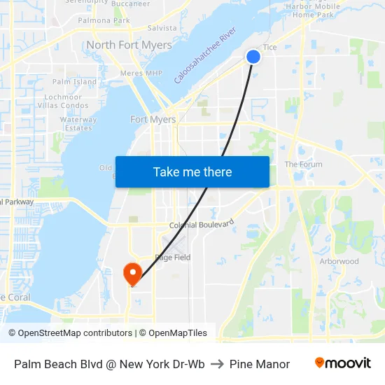 Palm Beach Blvd @ New York Dr-Wb to Pine Manor map
