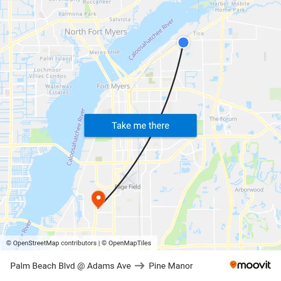 Palm Beach Blvd @ Adams Ave to Pine Manor map