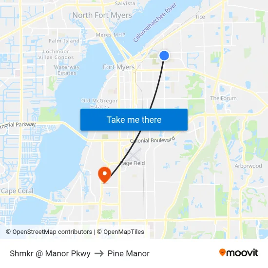 Shmkr @ Manor Pkwy to Pine Manor map