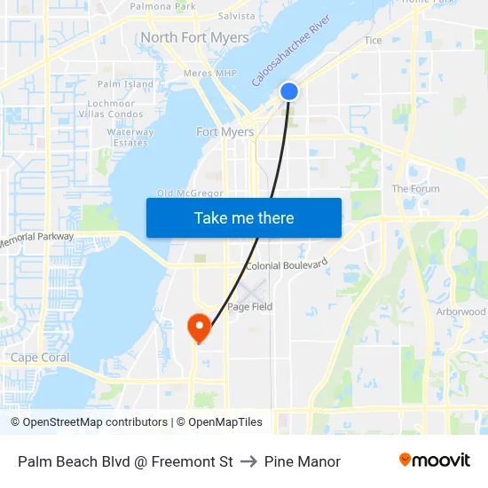 Palm Beach Blvd @ Freemont St to Pine Manor map