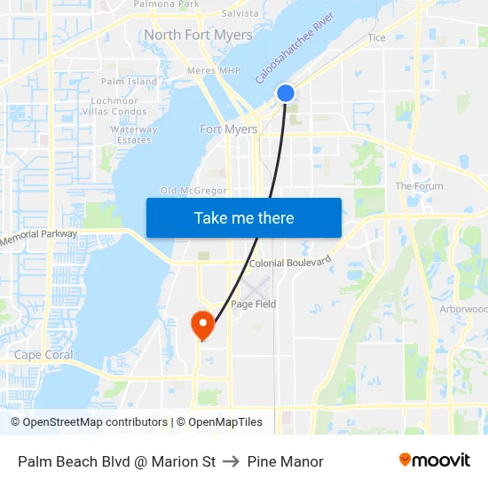 Palm Beach Blvd @ Marion St to Pine Manor map