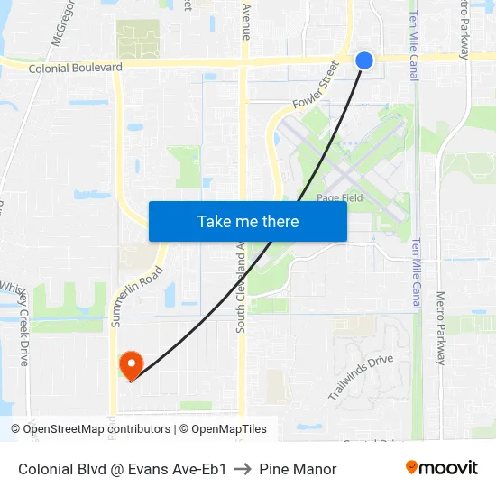 Colonial Blvd @ Evans Ave-Eb1 to Pine Manor map