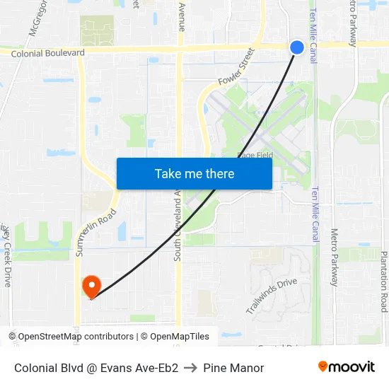 Colonial Blvd @ Evans Ave-Eb2 to Pine Manor map