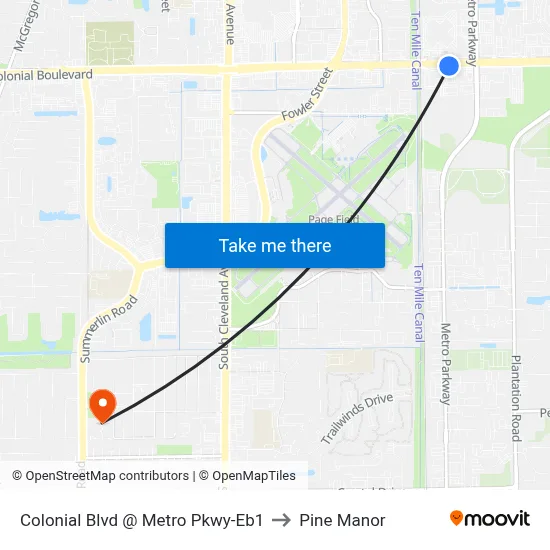 Colonial Blvd @ Metro Pkwy-Eb1 to Pine Manor map