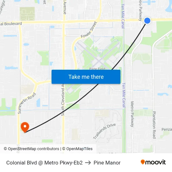 Colonial Blvd @ Metro Pkwy-Eb2 to Pine Manor map
