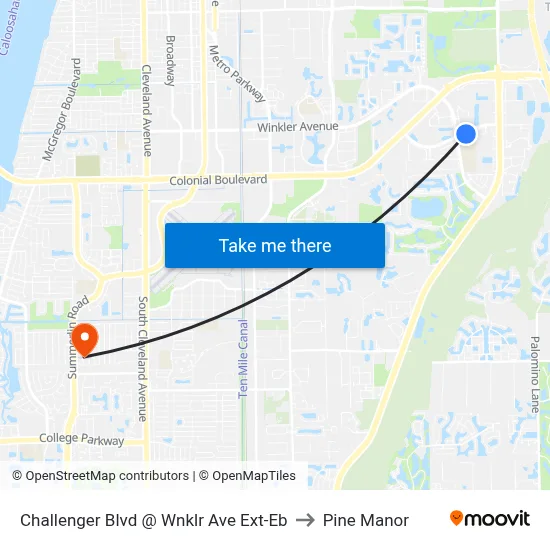 Challenger Blvd @ Wnklr Ave Ext-Eb to Pine Manor map