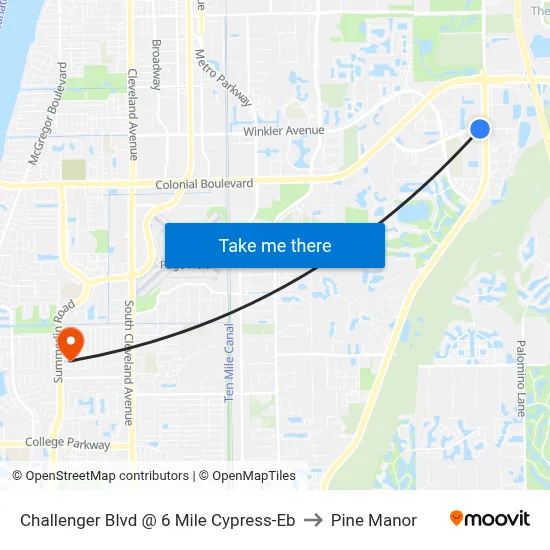 Challenger Blvd @ 6 Mile Cypress-Eb to Pine Manor map