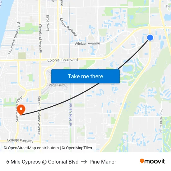 6 Mile Cypress @ Colonial Blvd to Pine Manor map