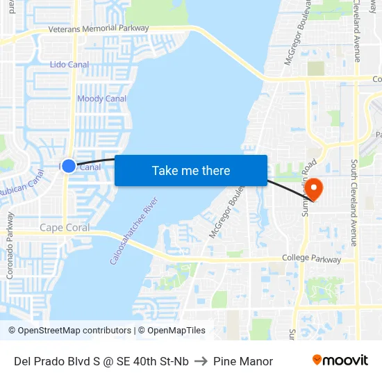 Del Prado Blvd S @ SE 40th St-Nb to Pine Manor map