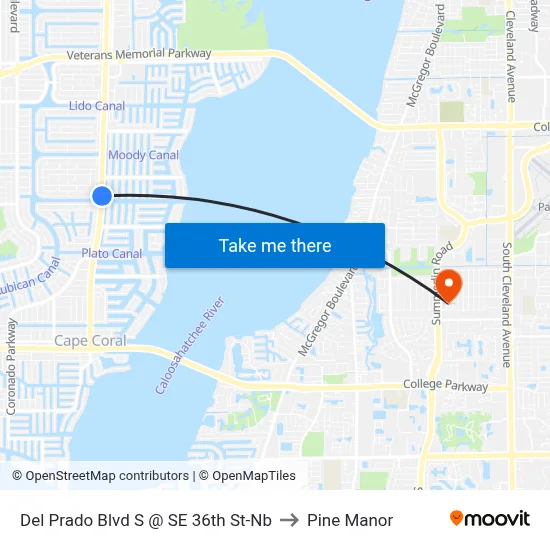 Del Prado Blvd S @ SE 36th St-Nb to Pine Manor map