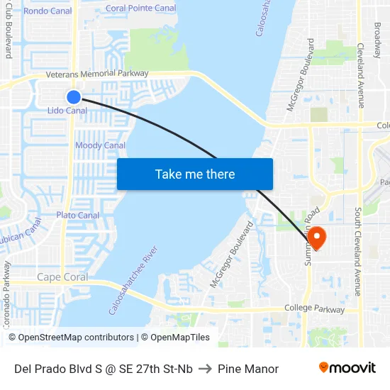 Del Prado Blvd S @ SE 27th St-Nb to Pine Manor map
