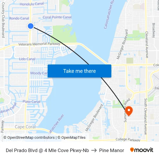 Del Prado Blvd @ 4 Mle Cove Pkwy-Nb to Pine Manor map