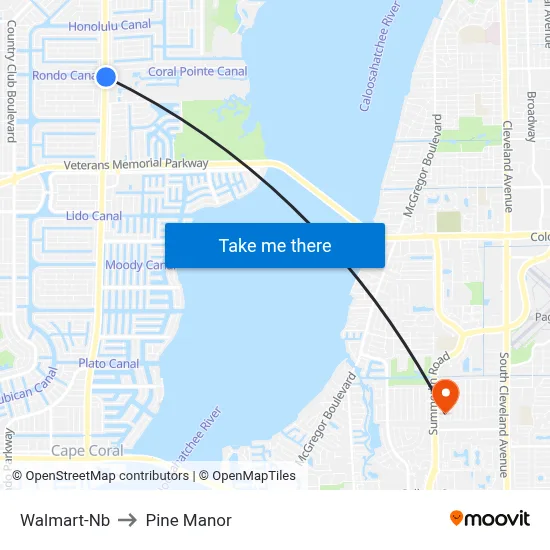 Walmart-Nb to Pine Manor map