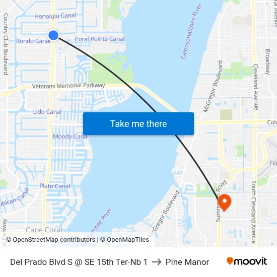 Del Prado Blvd S @ SE 15th Ter-Nb 1 to Pine Manor map