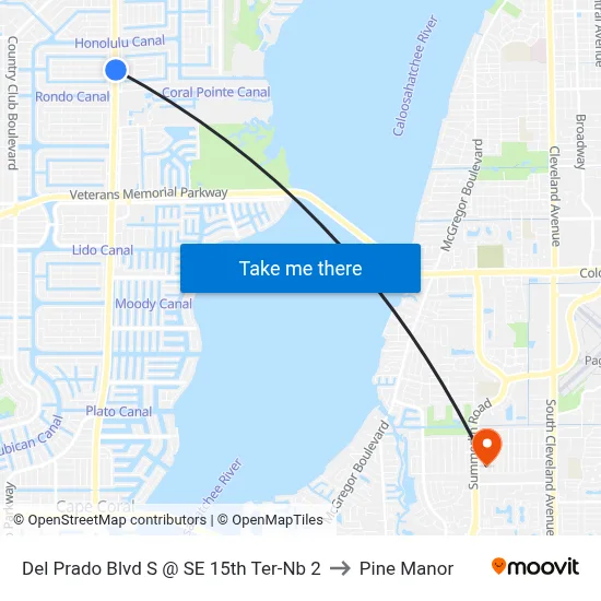 Del Prado Blvd S @ SE 15th Ter-Nb 2 to Pine Manor map