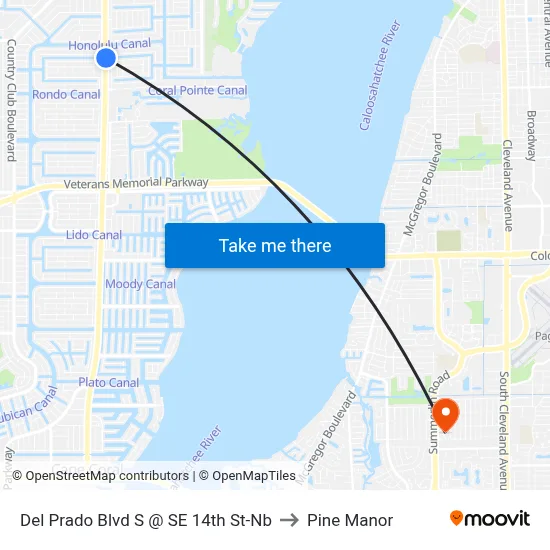 Del Prado Blvd S @ SE 14th St-Nb to Pine Manor map