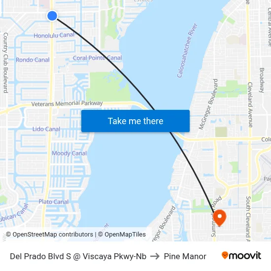 Del Prado Blvd S @ Viscaya Pkwy-Nb to Pine Manor map