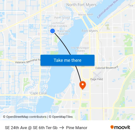 SE 24th Ave @ SE 6th Ter-Sb to Pine Manor map
