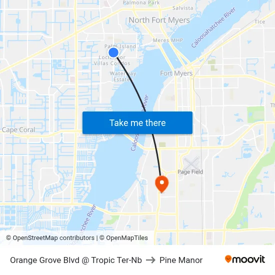 Orange Grove Blvd @ Tropic Ter-Nb to Pine Manor map