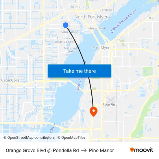 Orange Grove Blvd @ Pondella Rd to Pine Manor map