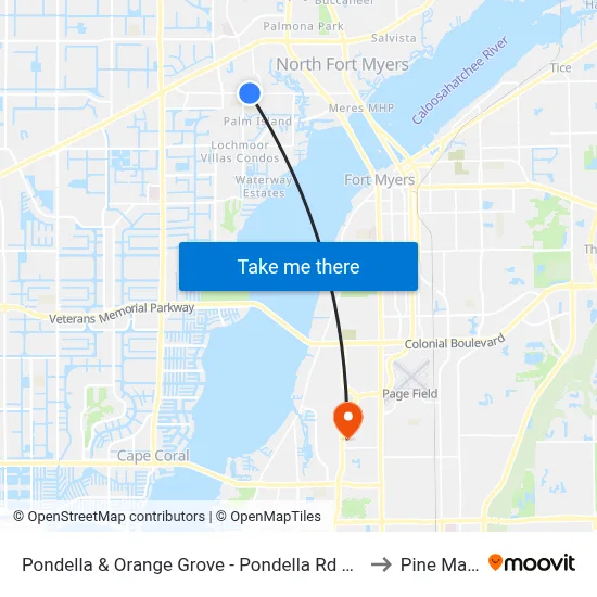 Pondella & Orange Grove - Pondella Rd @ July Cir to Pine Manor map