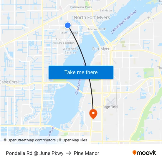 Pondella Rd @ June Pkwy to Pine Manor map