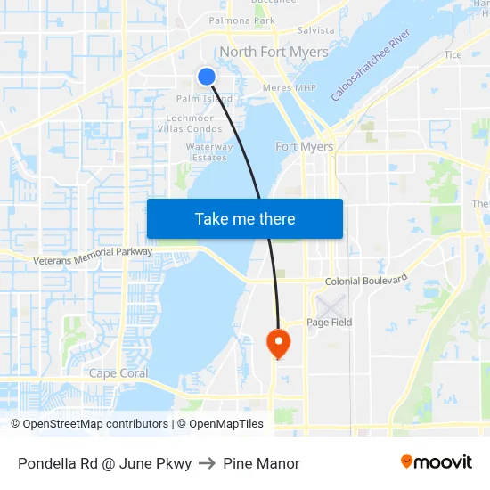 Pondella Rd @ June Pkwy to Pine Manor map