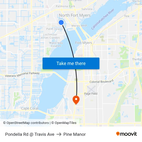 Pondella Rd @ Travis Ave to Pine Manor map