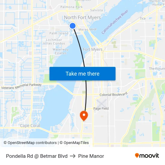 Pondella Rd @ Betmar Blvd to Pine Manor map