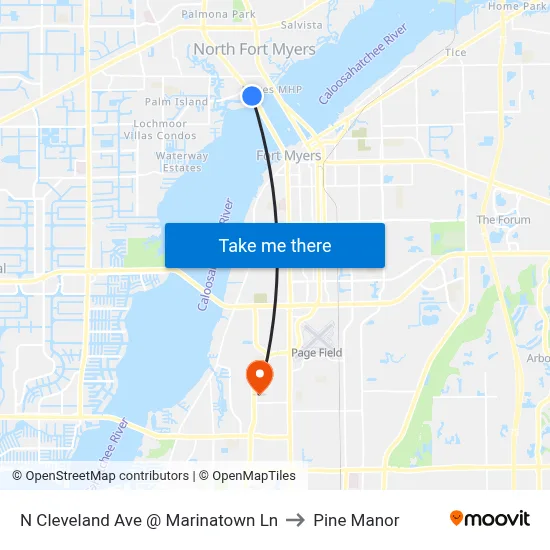 N Cleveland Ave @ Marinatown Ln to Pine Manor map