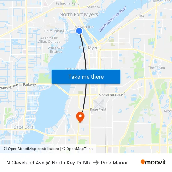 N Cleveland Ave @ North Key Dr-Nb to Pine Manor map