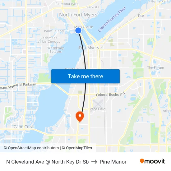 N Cleveland Ave @ North Key Dr-Sb to Pine Manor map