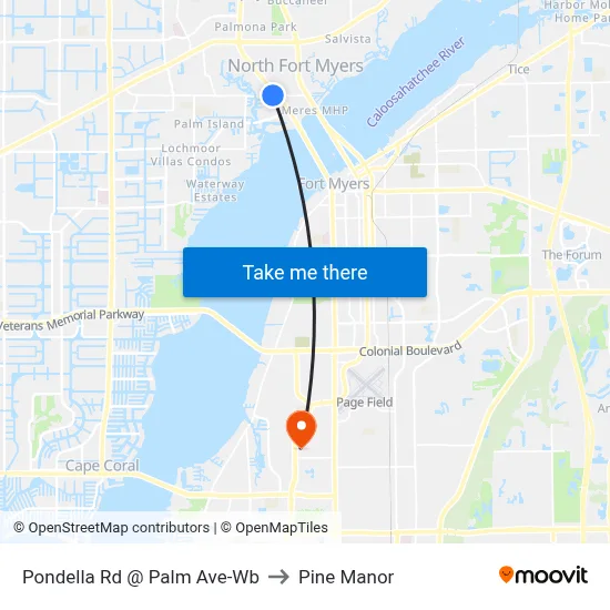 Pondella Rd @ Palm Ave-Wb to Pine Manor map