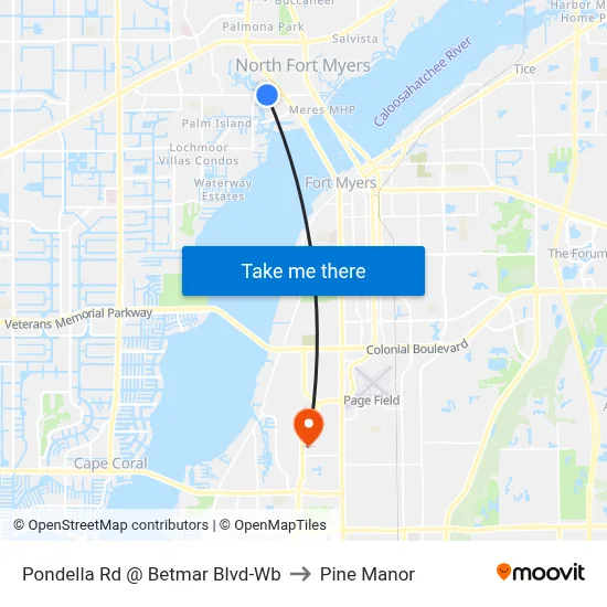 Pondella Rd @ Betmar Blvd-Wb to Pine Manor map