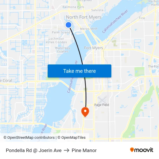 Pondella Rd @ Joerin Ave to Pine Manor map