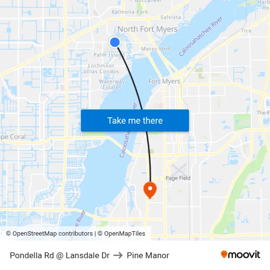 Pondella Rd @ Lansdale Dr to Pine Manor map